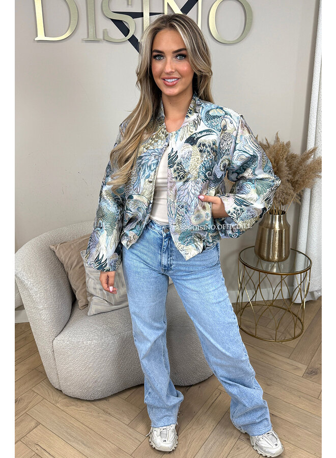 BLUE - 'RIO JACKET' - EXCLUSIVE PAPEGAAI JACQUARD PRINT JACKET