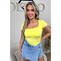 YELLOW - 'SHORT NICOLE SQUARE' - PERFECT FIT SHORT SLEEVE TOP