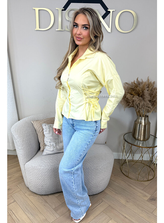 YELLOW - 'SELMA BLOUSE' - TIE UP EXCLUSIVE CORSET BLOUSE