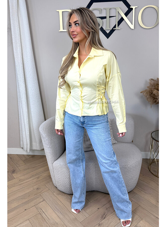 YELLOW - 'SELMA BLOUSE' - TIE UP EXCLUSIVE CORSET BLOUSE