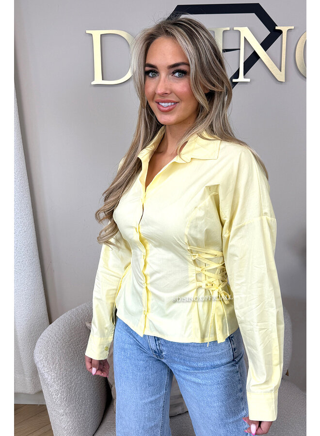 YELLOW - 'SELMA BLOUSE' - TIE UP EXCLUSIVE CORSET BLOUSE