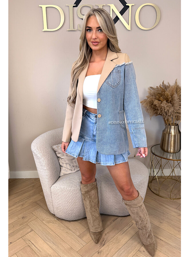 CAMEL - 'BLAKE BLAZER' - PREMIUM QUALITY HALF DENIM BLAZER