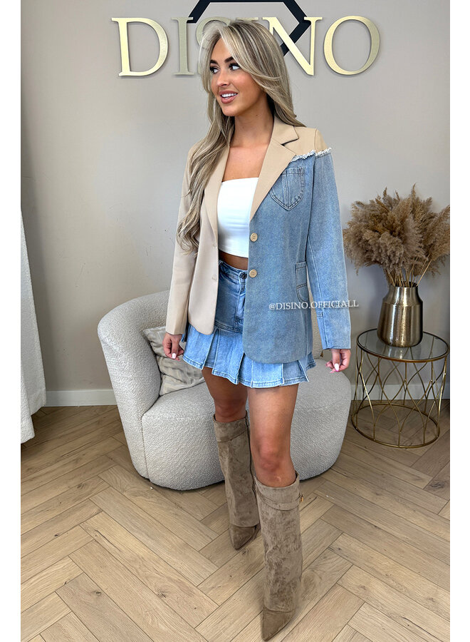 CAMEL - 'BLAKE BLAZER' - PREMIUM QUALITY HALF DENIM BLAZER