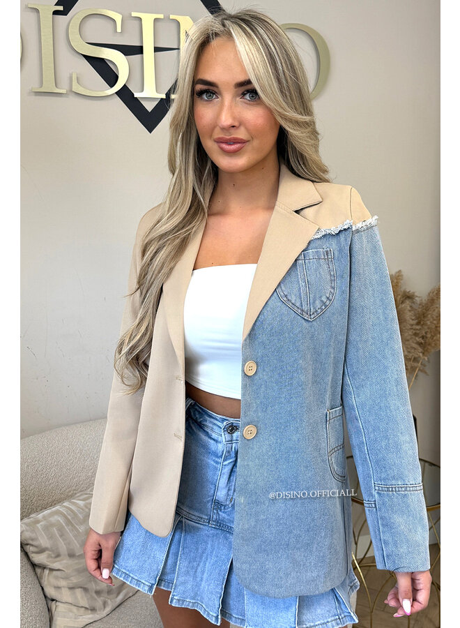 CAMEL - 'BLAKE BLAZER' - PREMIUM QUALITY HALF DENIM BLAZER