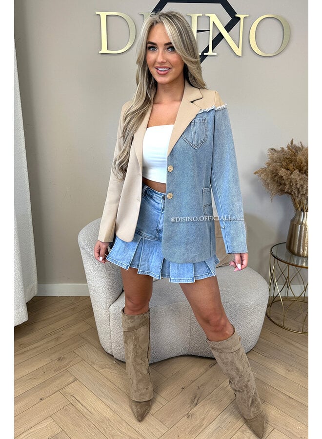 CAMEL - 'BLAKE BLAZER' - PREMIUM QUALITY HALF DENIM BLAZER