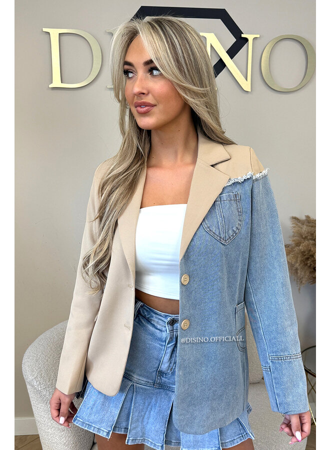 CAMEL - 'BLAKE BLAZER' - PREMIUM QUALITY HALF DENIM BLAZER