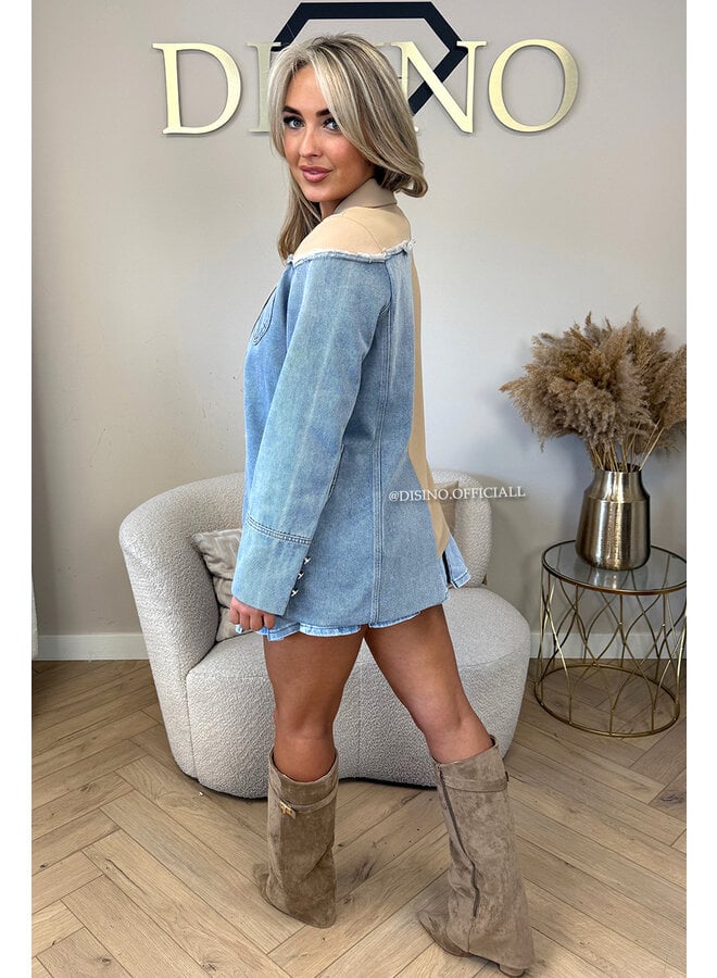 CAMEL - 'BLAKE BLAZER' - PREMIUM QUALITY HALF DENIM BLAZER