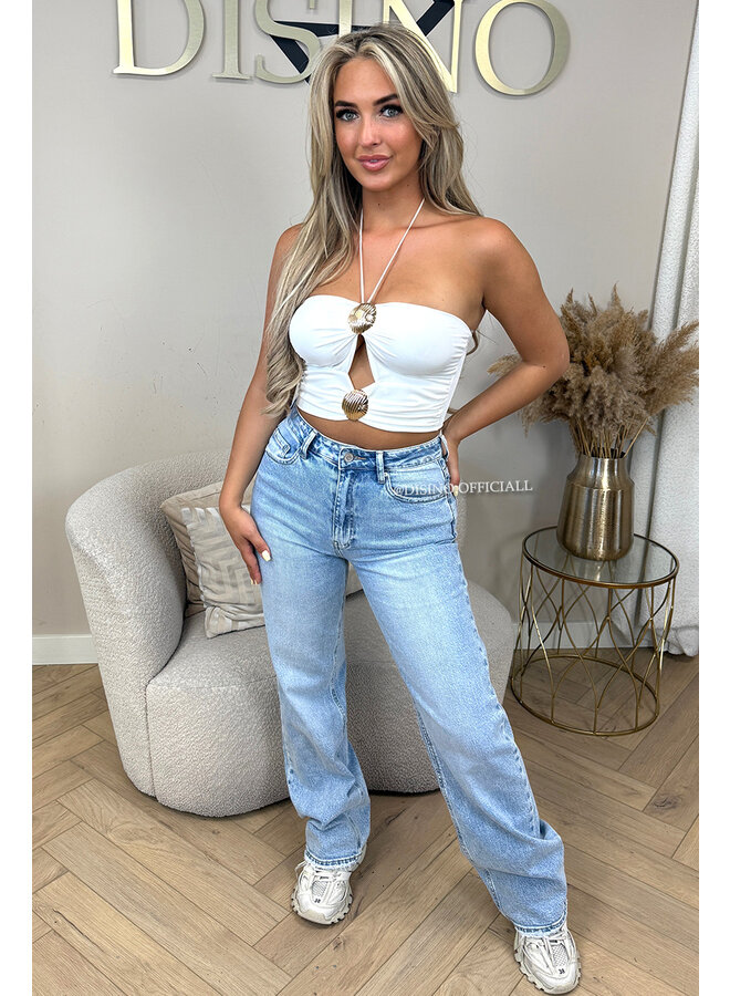 WHITE - 'ELARA TOP' - SEA SHELL HALTER TOP