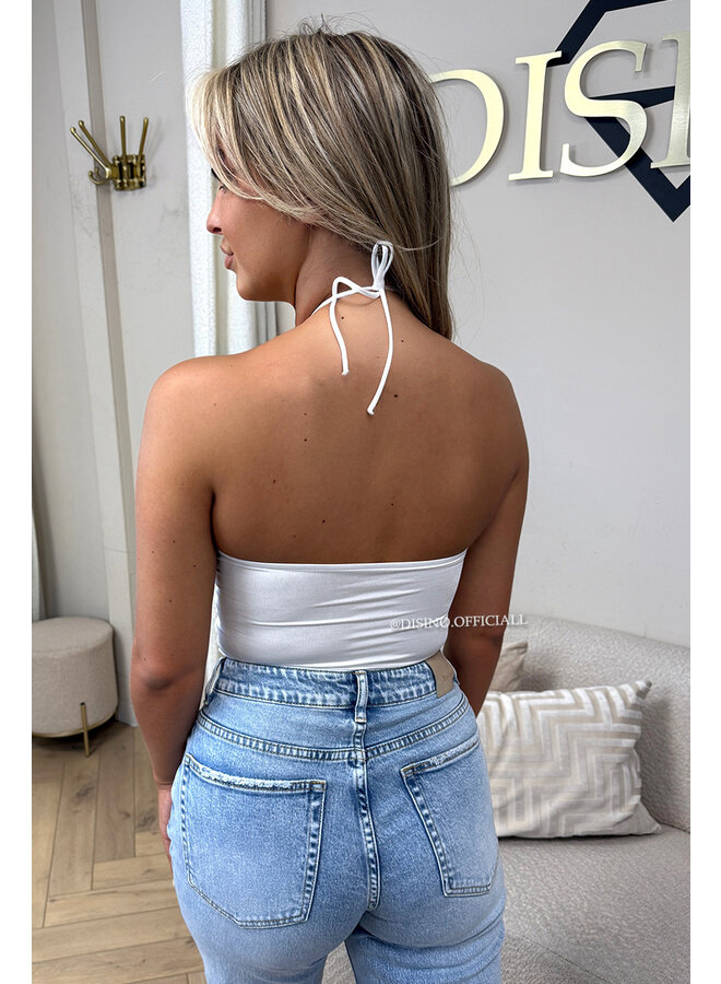 WHITE - 'ELARA TOP' - SEA SHELL HALTER TOP