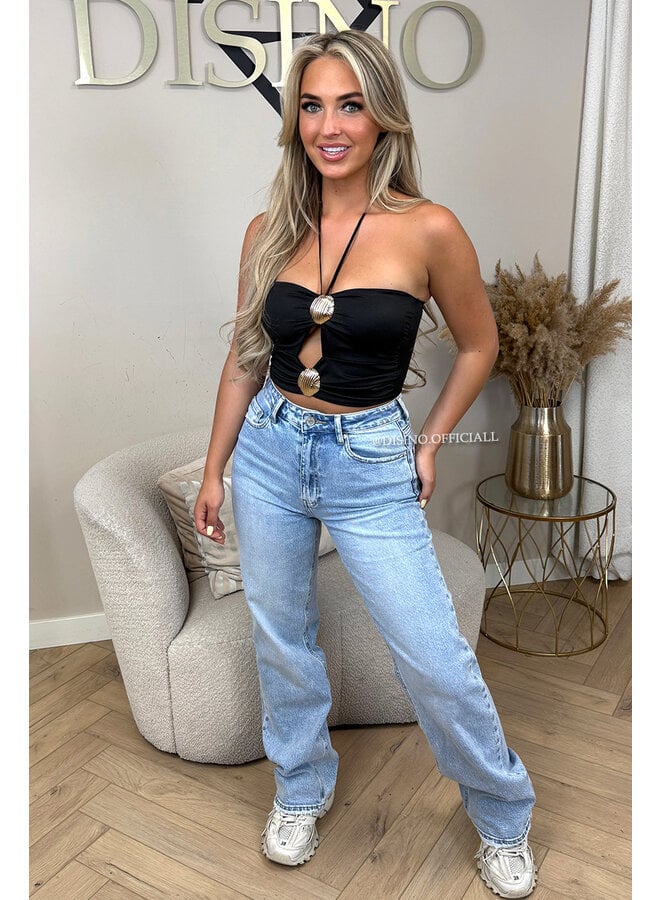 BLACK - 'ELARA TOP' - SEA SHELL HALTER TOP