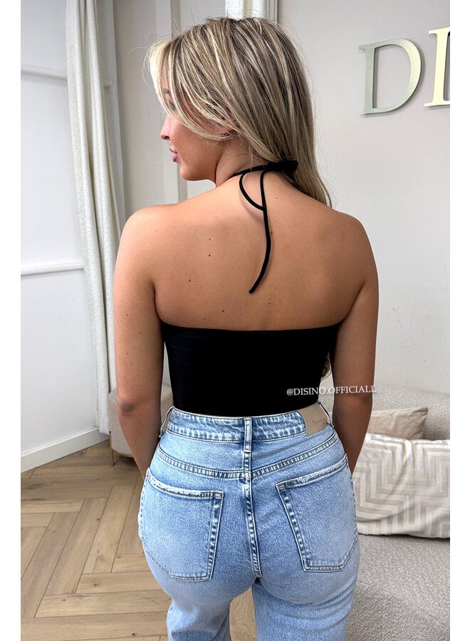 BLACK - 'ELARA TOP' - SEA SHELL HALTER TOP