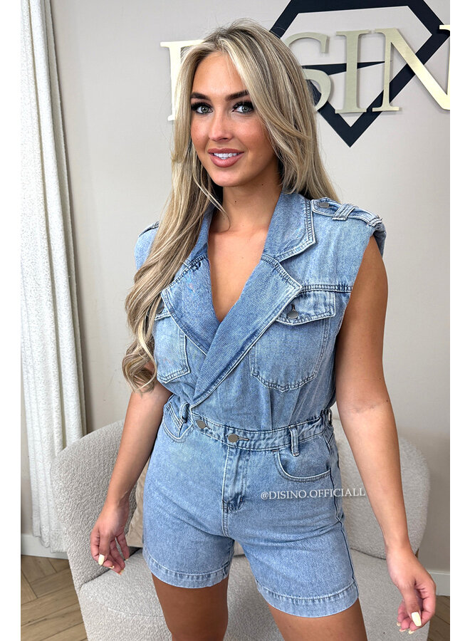 BLUE - 'HUNTER PLAYSUIT' - PREMIUM QUALITY DENIM PLAYSUIT