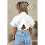 WHITE - 'CARMEN BLOUSE' - OPEN BACK SHORT SLEEVE SHIRT