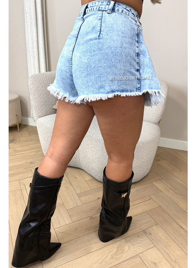 BLUE - 'RAYE SKORT' - DENIM PLISSE CARGO SKORT