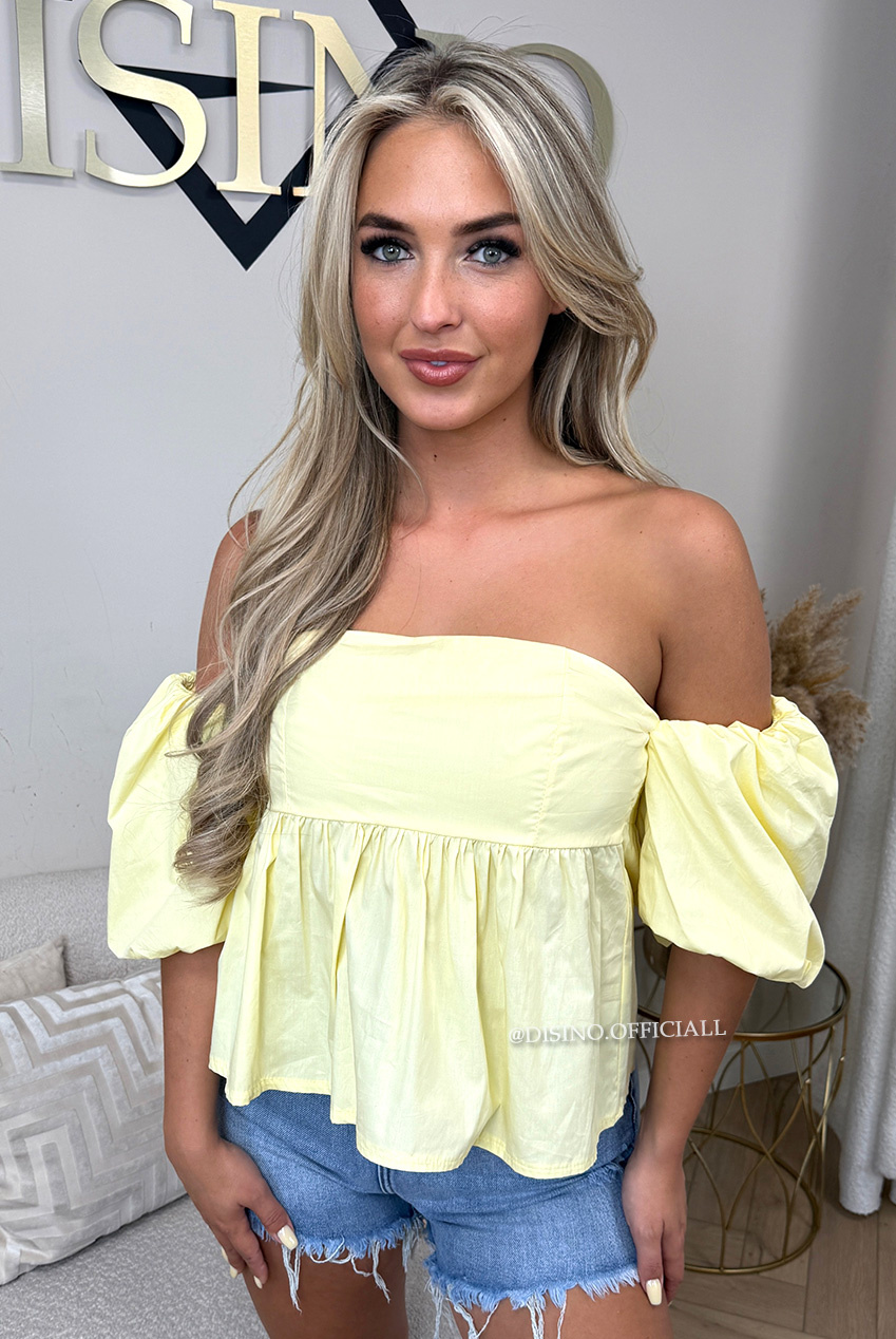 YELLOW - 'POPPY TOP' - OFF SHOULDER PEPLUM TOP - DISINO
