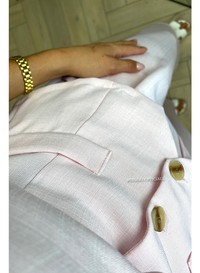 PINK - 'ROSELLA' - LINNEN GILET TOP + PANTALON SET