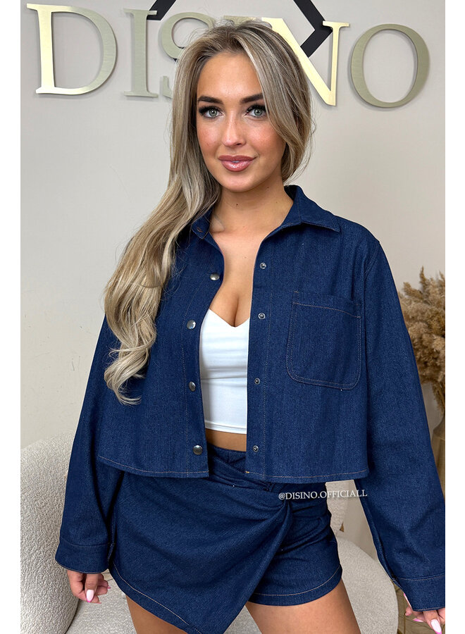 DARK BLUE - 'HANNAH BLOUSE' - DENIM OVERSIZED BLOUSE