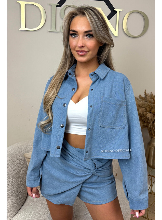 LIGHT BLUE - 'HANNAH BLOUSE' - DENIM OVERSIZED BLOUSE