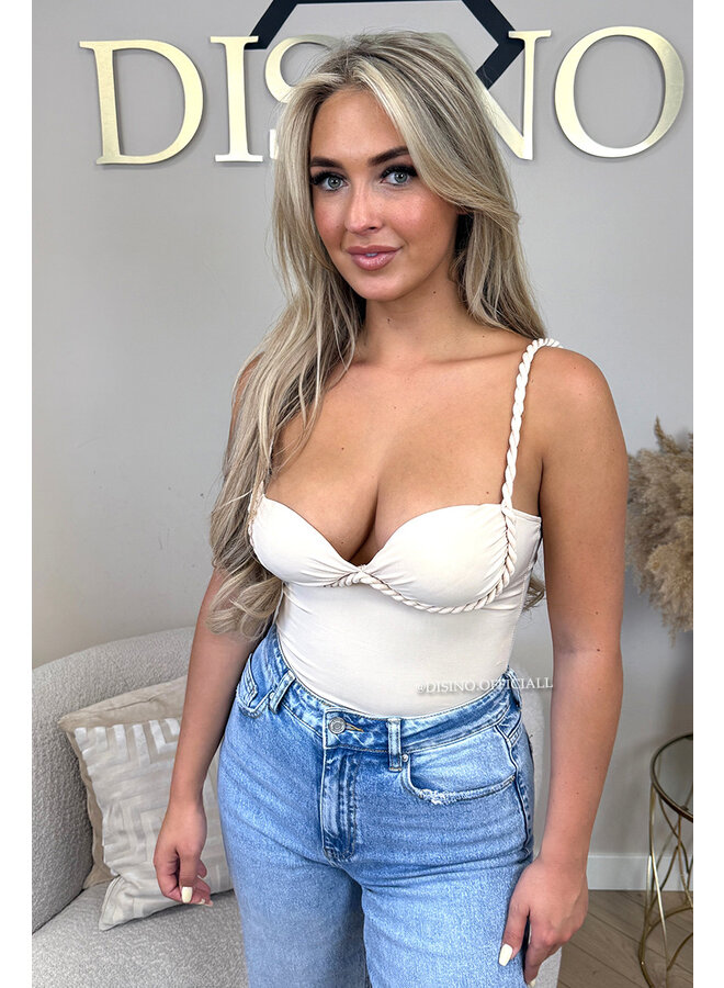 BEIGE - 'JOLIE BODYSUIT' - ROPE BRAID BODYSUIT