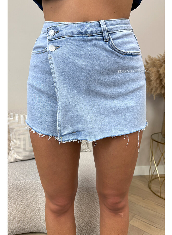 LIGHT BLUE - 'REBEL SKORT' - STRETCH DENIM SKORT