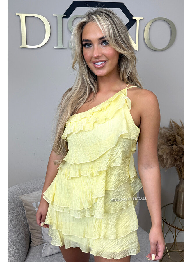 YELLOW - 'JULIETTE DRESS' - ROMANTIC LAYERED RUFFLE DRESS