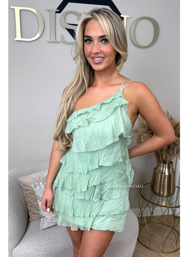 GREEN - 'JULIETTE DRESS' - ROMANTIC LAYERED RUFFLE DRESS