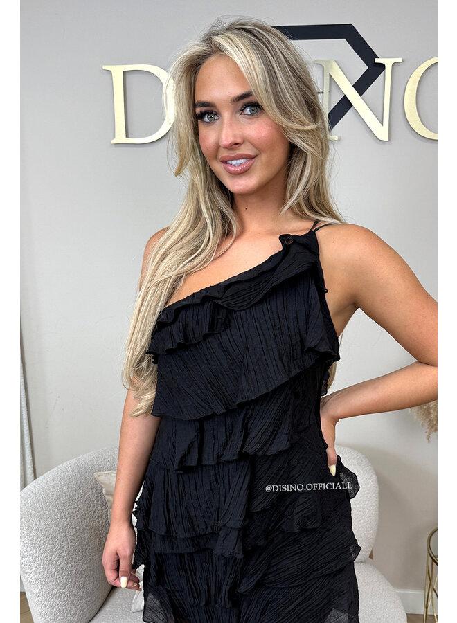 BLACK - 'JULIETTE DRESS' - ROMANTIC LAYERED RUFFLE DRESS