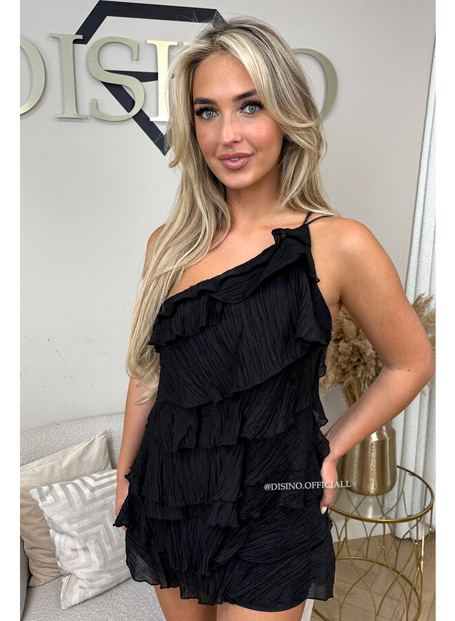 BLACK - 'JULIETTE DRESS' - ROMANTIC LAYERED RUFFLE DRESS