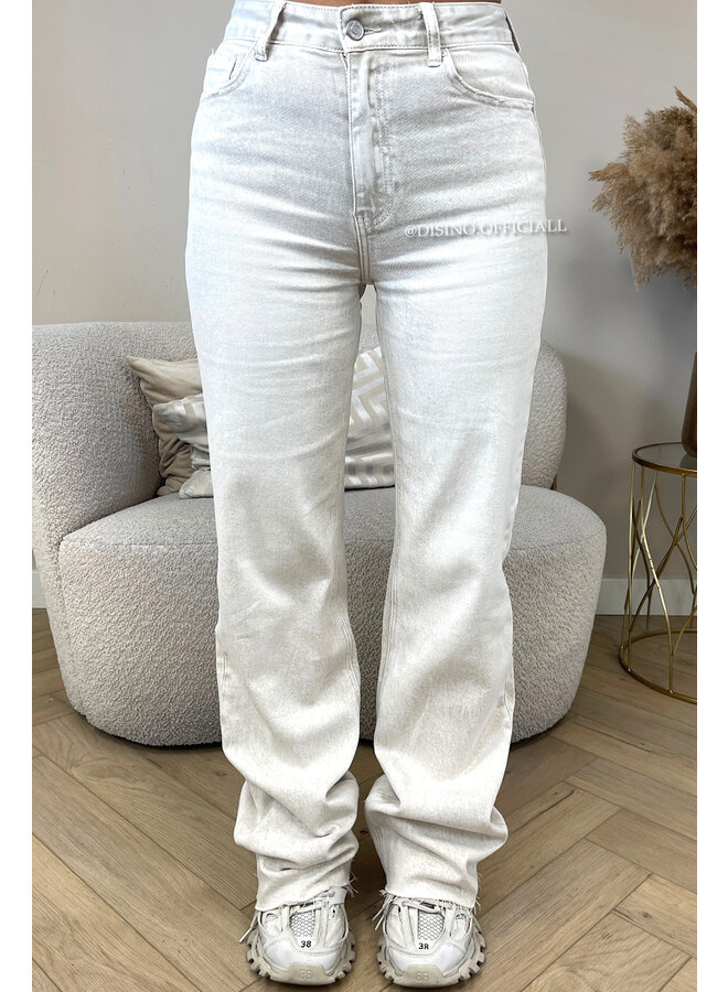 SAND - 'VANCOUVER' - STRETCH EXTRA LONG WIDE LEG JEANS