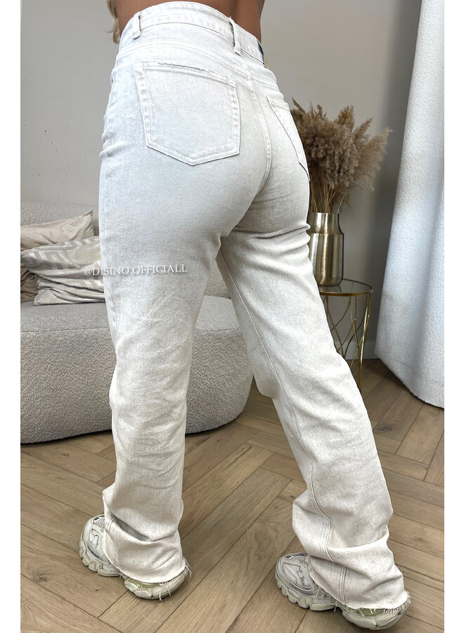 SAND - 'VANCOUVER' - STRETCH EXTRA LONG WIDE LEG JEANS