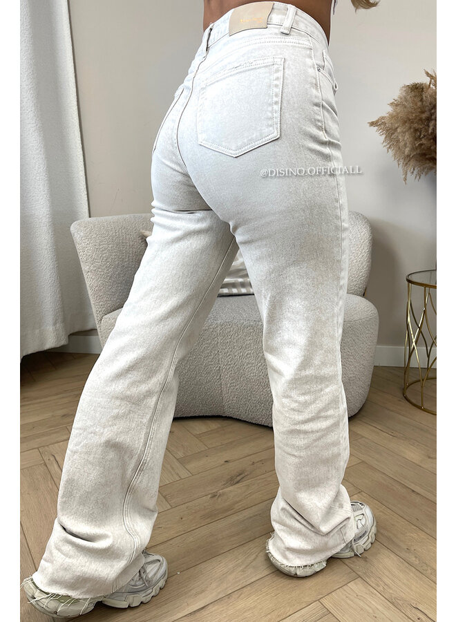 SAND - 'VANCOUVER' - STRETCH EXTRA LONG WIDE LEG JEANS