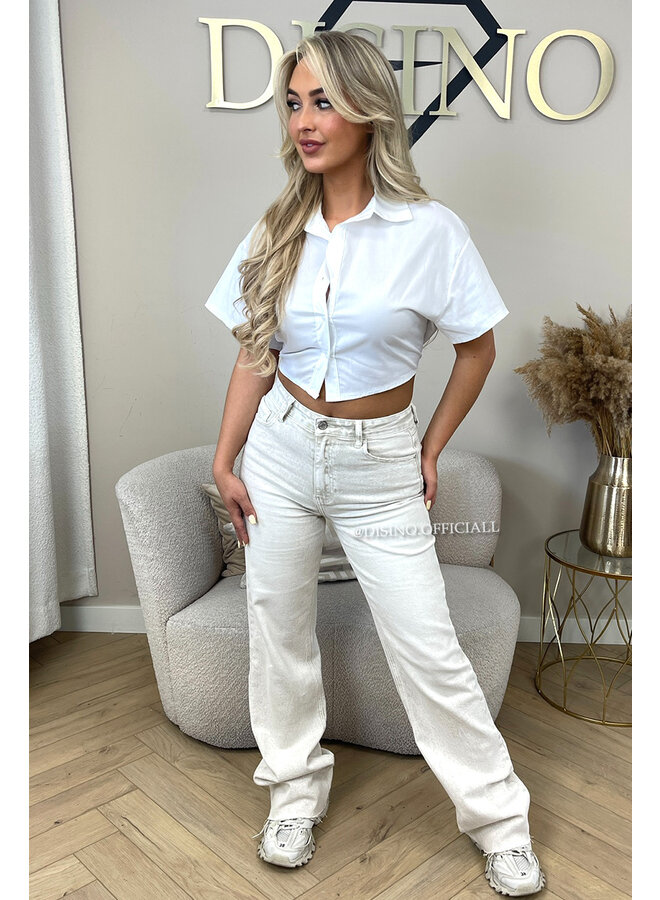 SAND - 'VANCOUVER' - STRETCH EXTRA LONG WIDE LEG JEANS