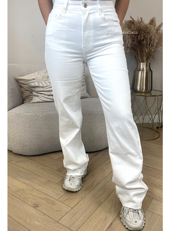 WHITE - 'VANCOUVER' - STRETCH EXTRA LONG WIDE LEG JEANS