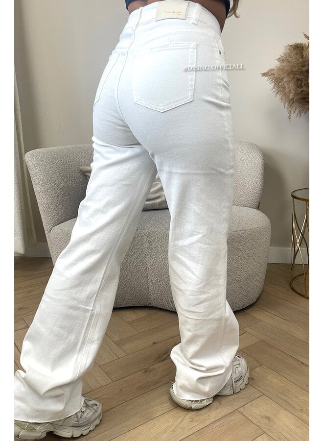 WHITE - 'VANCOUVER' - STRETCH EXTRA LONG WIDE LEG JEANS