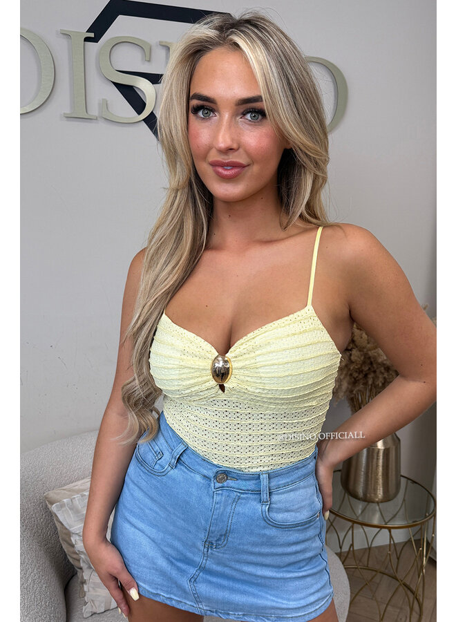 YELLOW - 'AVA BODYSUIT' - CLASSY CROCHET BODYSUIT