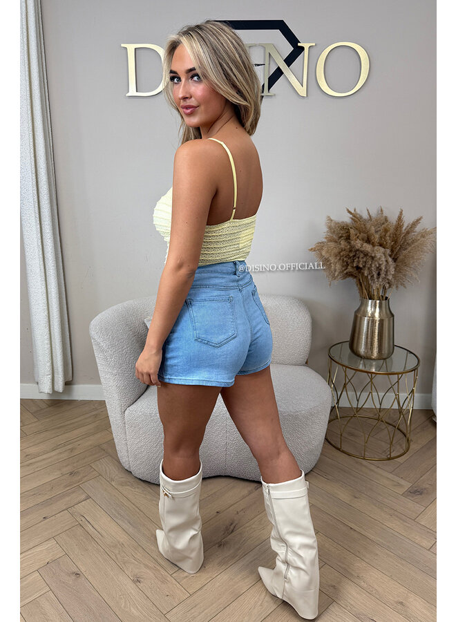 YELLOW - 'AVA BODYSUIT' - CLASSY CROCHET BODYSUIT