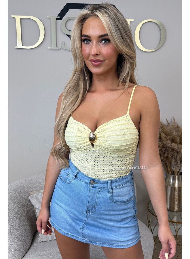 YELLOW - 'AVA BODYSUIT' - CLASSY CROCHET BODYSUIT