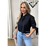 BLACK - 'LINA BLOUSE' - CROPPED OPEN ARM BOW BLOUSE