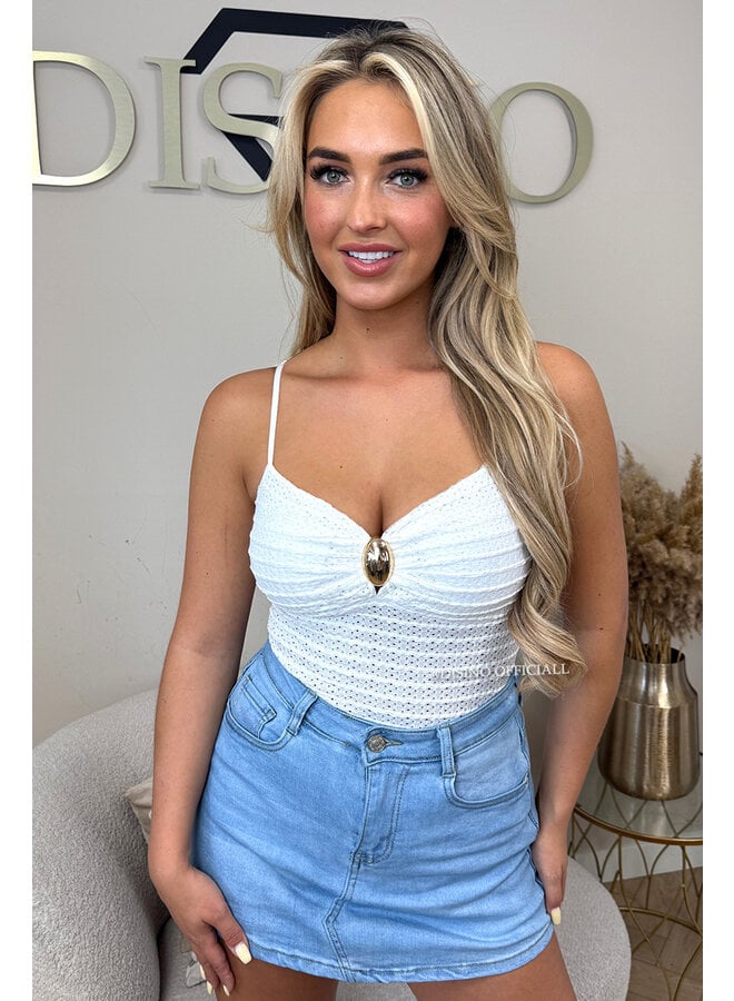 WHITE - 'AVA BODYSUIT' - CLASSY CROCHET BODYSUIT