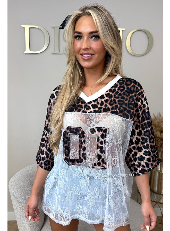 LEO WHITE - 'BLAZE JERSEY' - LEOPARD OVERSIZED LACE JERSEY