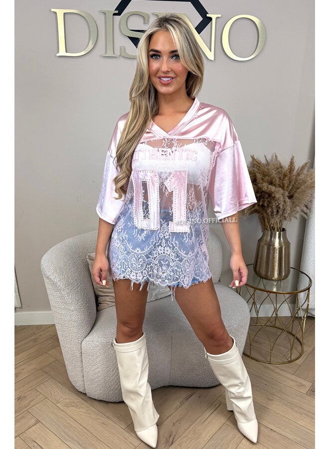 PINK - 'BLAZE JERSEY' - OVERSIZED LACE JERSEY