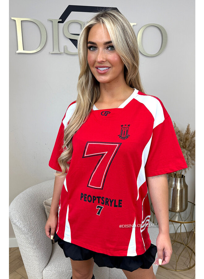 RED - 'SEVEN TEE' - PREMIUM QUALITY OVERSIZED JERSEY