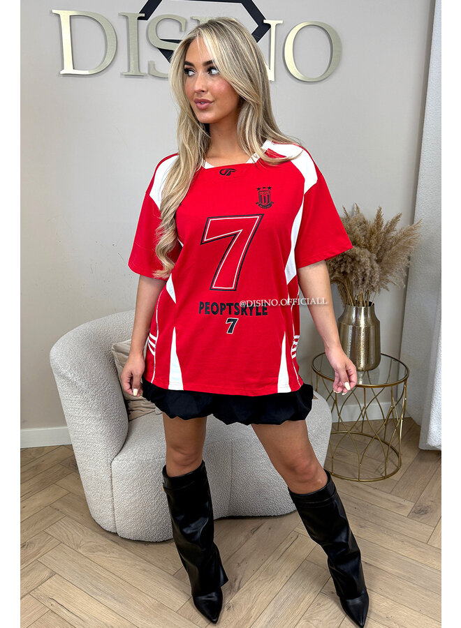 RED - 'SEVEN TEE' - PREMIUM QUALITY OVERSIZED JERSEY