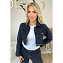 BLACK - 'WHITNEY JACKET' - CROPPED RELIEF DENIM JACKET