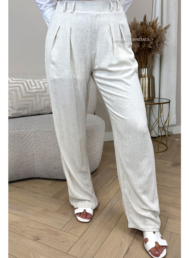 BEIGE - 'SIENNA PANTS' - LINNEN COMFY PANTS