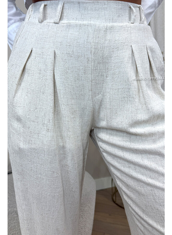 BEIGE - 'SIENNA PANTS' - LINNEN COMFY PANTS