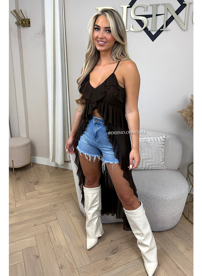 CHOCO - 'JADA FESTIVAL TOP' - MESH RUFFLE FESTIVAL TOP