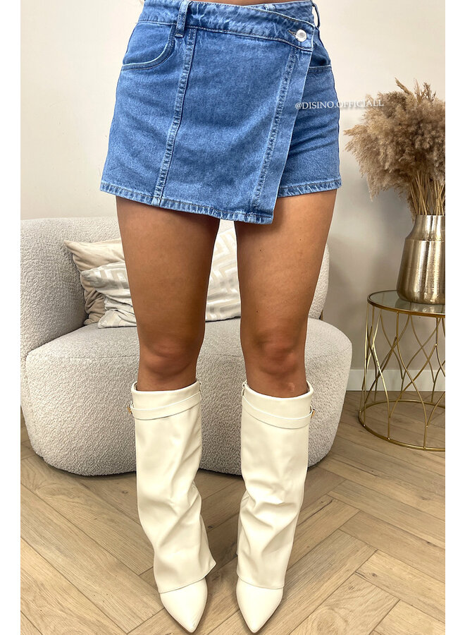 DARK BLUE - 'LILOU SKORT' - STRETCH DENIM SKORT