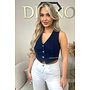 DARK BLUE - 'LOLA TOP' - SUPER STRETCH DENIM GILET TOP