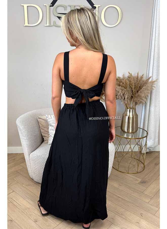 BLACK - 'LILIA SET' - SUMMER TOP + MAXI SKIRT SET